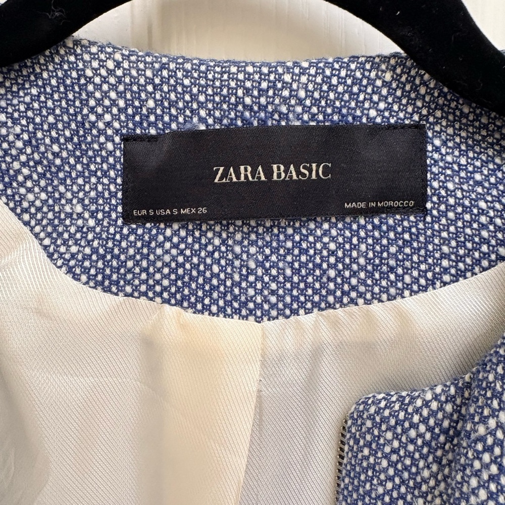Zara Basic Textured Blue Blazer - image 2